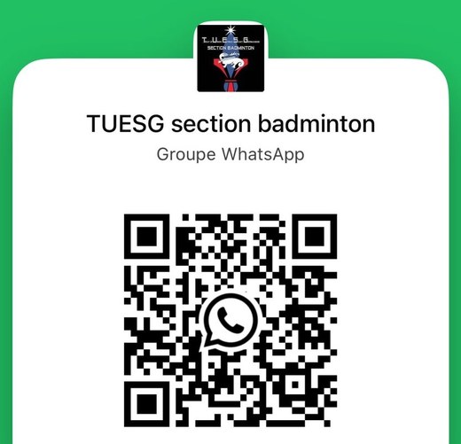 QR code du groupe WhatsApp TUESG section badminton